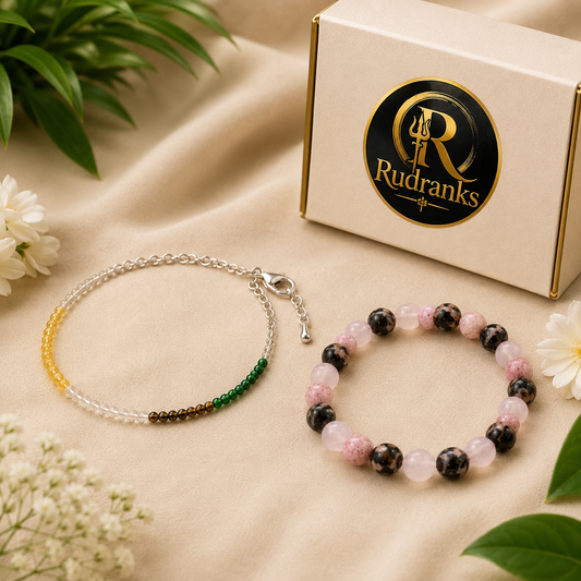 Dhan Yog Anklet + Relationship Bracelet Combo | Original Lab Certified Natural Crystal Combo