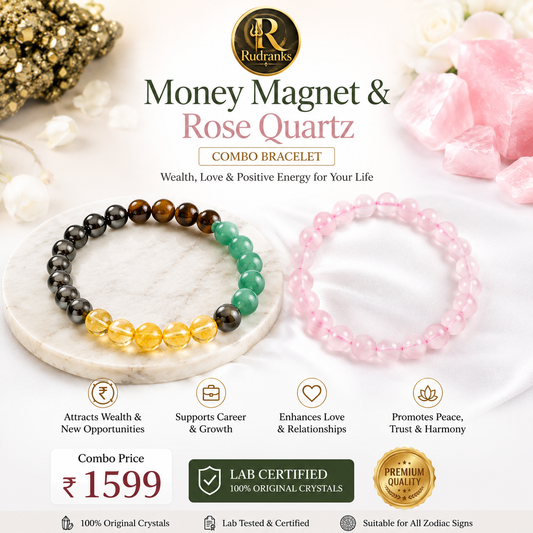 Money Magnet & Rose Quartz Bracelet Combo – Wealth, Love & Positive Energy