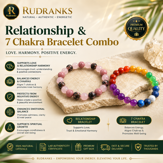 Relationship Bracelet & 7 Chakra Bracelet Combo | Lab Certified Natural Crystal Bracelets