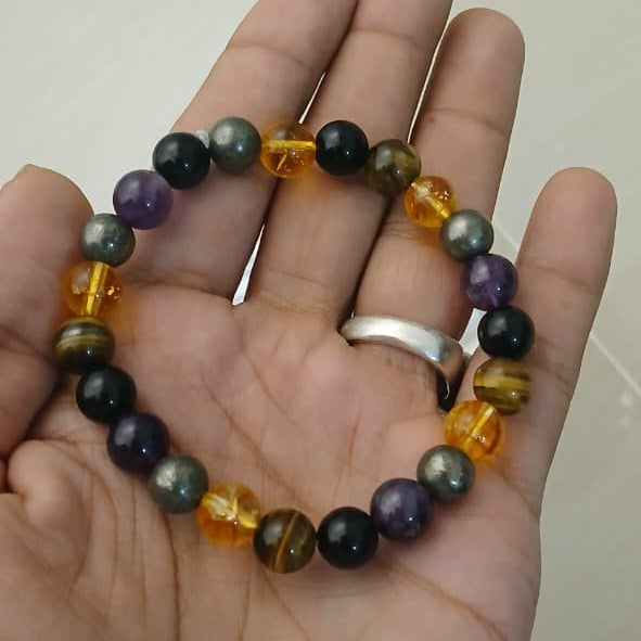 Success & Protection Bracelet | Citrine, Pyrite, Black Tourmaline & Amethyst