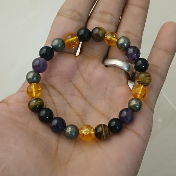 Success & Protection Bracelet | Citrine, Pyrite, Black Tourmaline & Amethyst