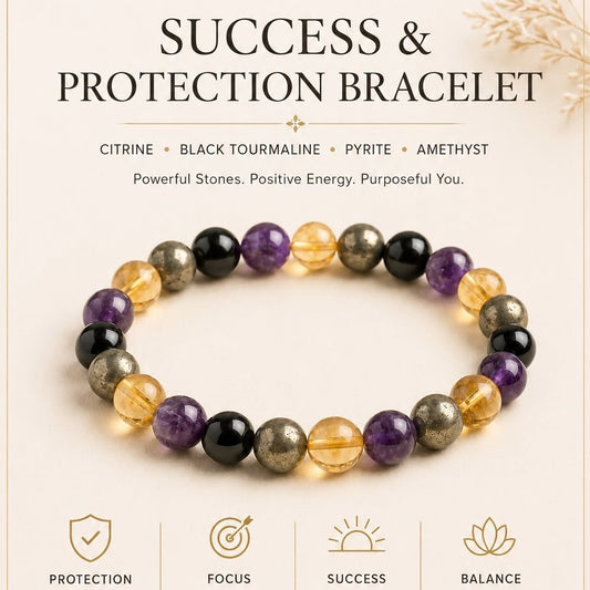 Success & Protection Bracelet | Citrine, Pyrite, Black Tourmaline & Amethyst