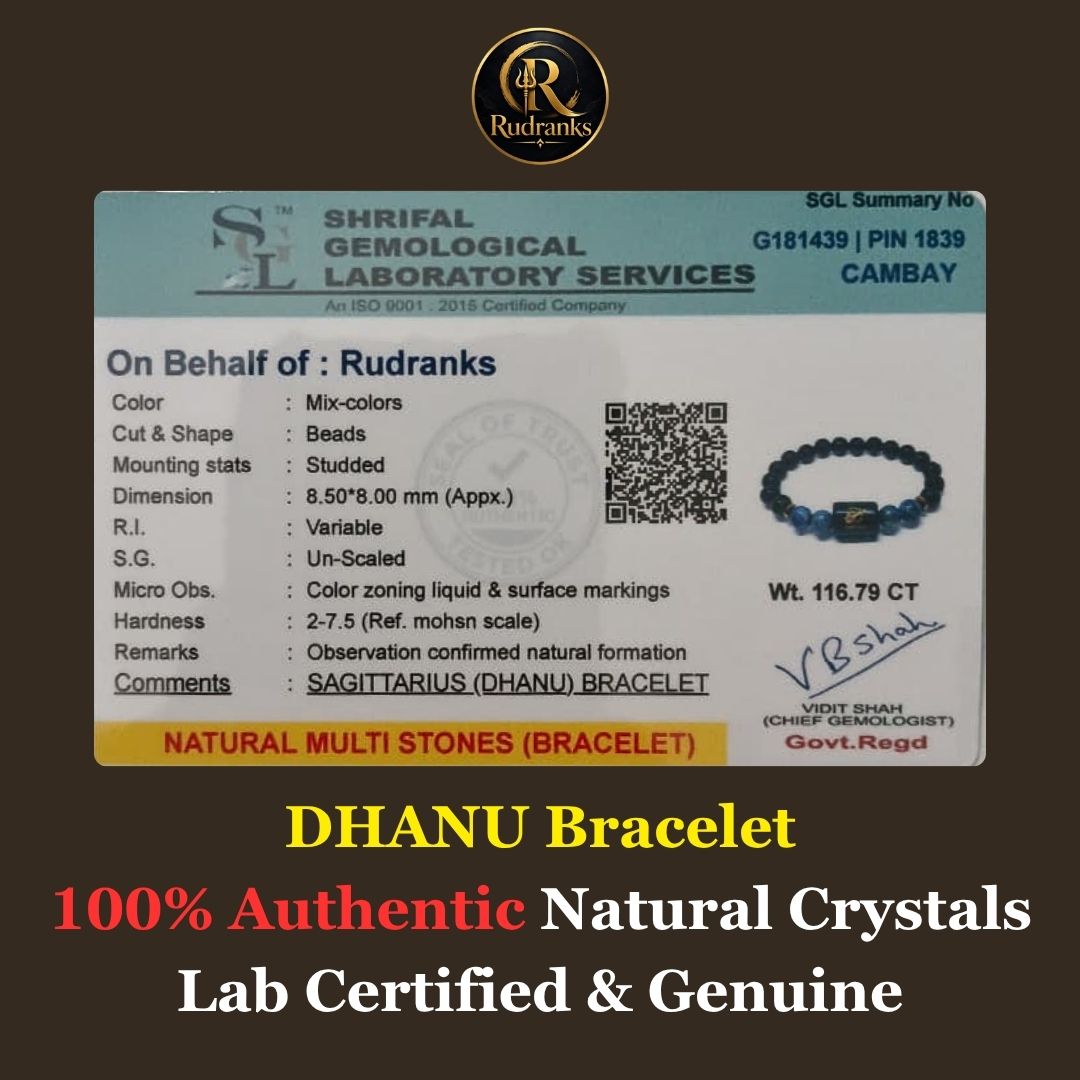 Sagittarius (ধনু ৰাশি) Zodiac Black Obsidian & Lapis Lazuli Bracelet