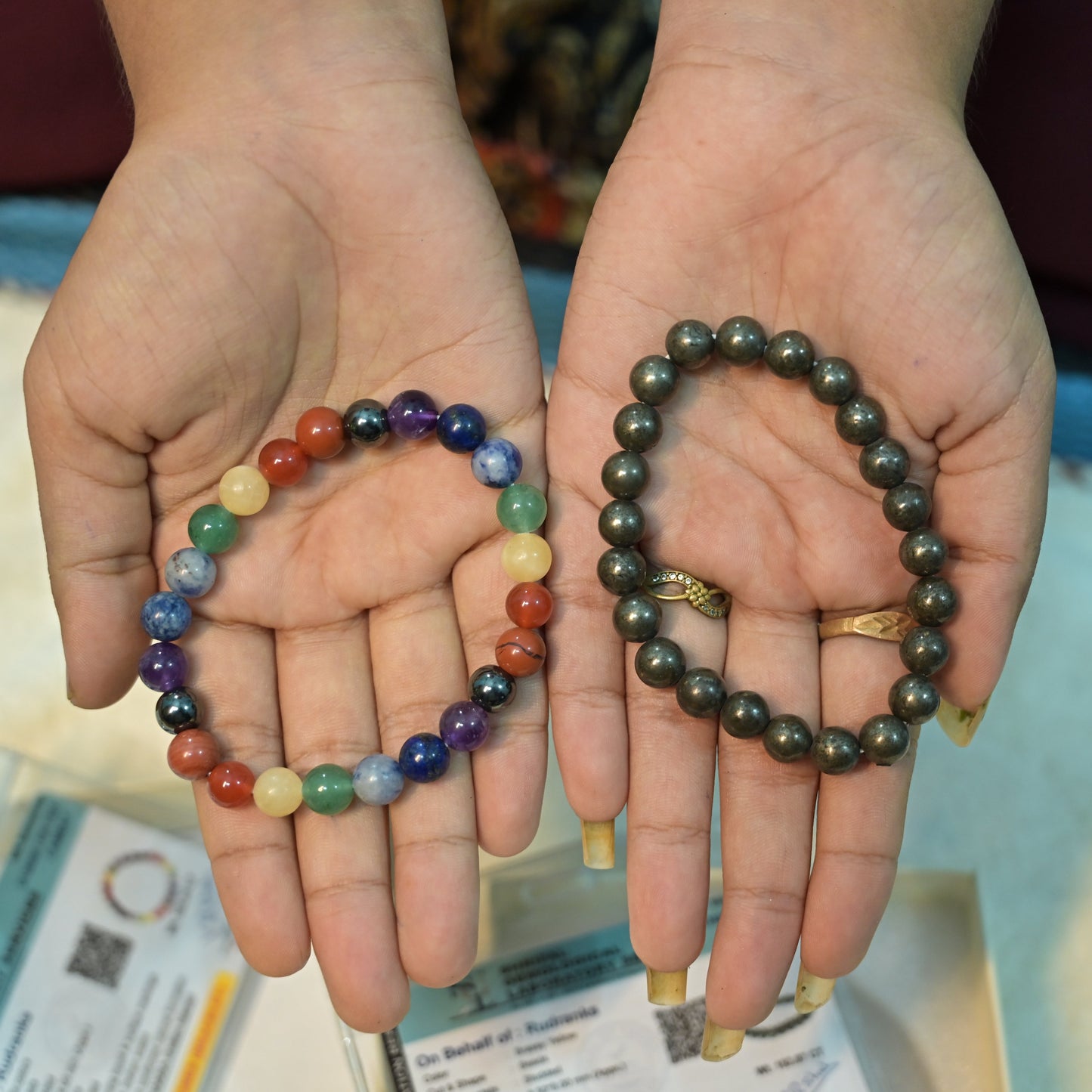 Pyrite Bracelet & 7 Chakra Bracelet Combo | Wealth, Prosperity & Energy Balance