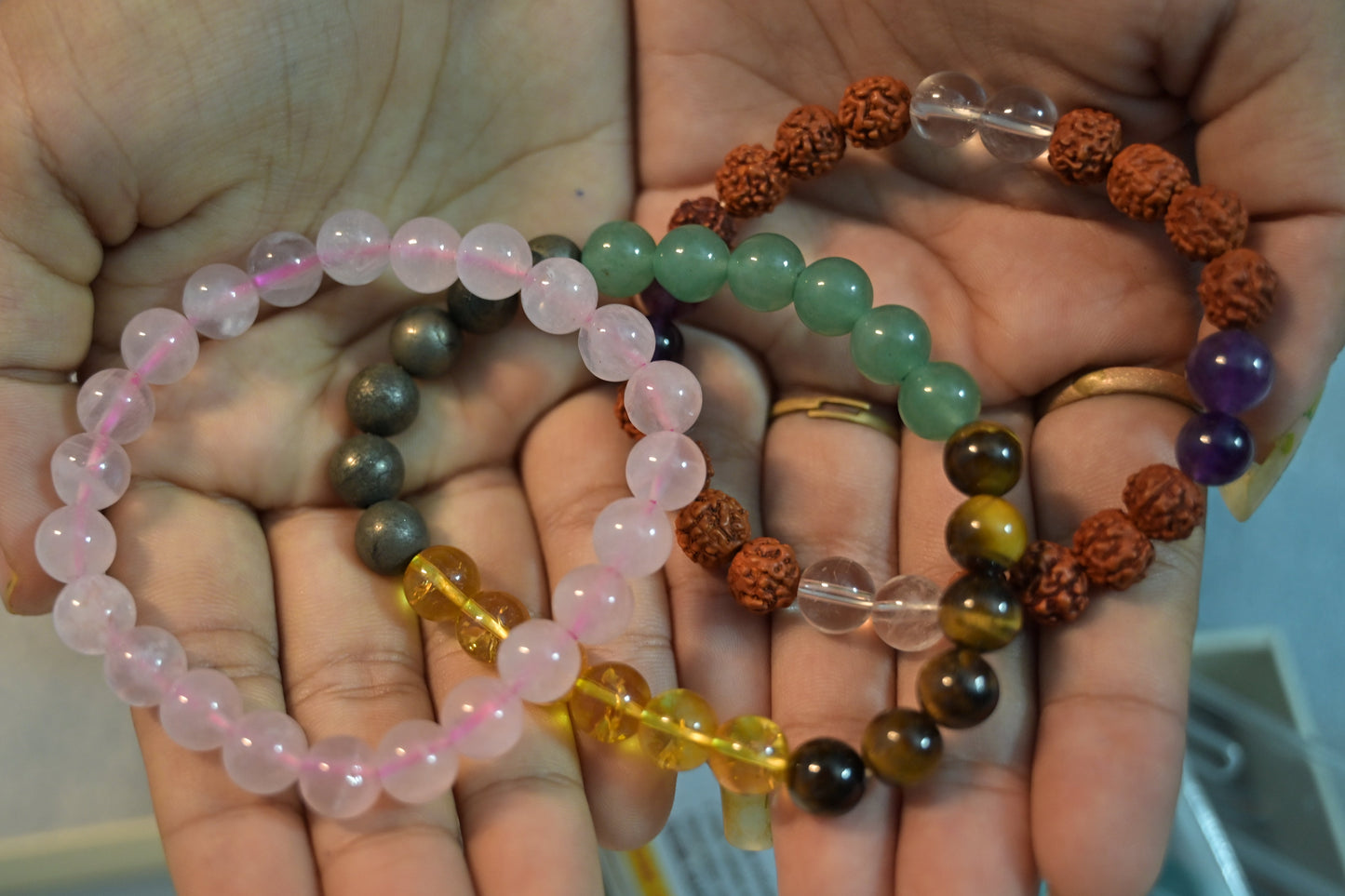Money Magnet, Rose Quartz & 5 Mukhi Rudraksha Combo | Wealth, Love & Peace