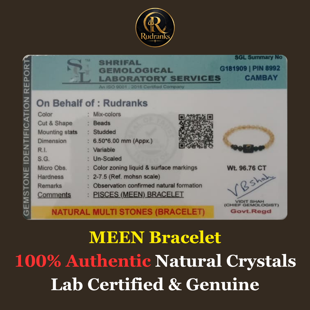 Pisces (মীন ৰাশি) Zodiac Citrine & Tiger Eye Bracelet