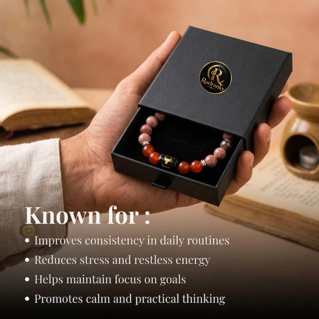 Taurus (বৃষ ৰাশি) Sunstone & Carnelian Bracelet