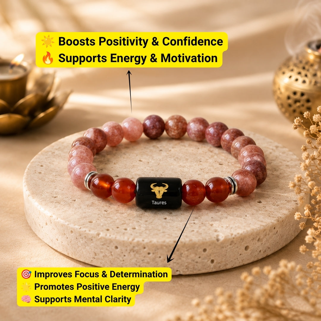 Taurus (বৃষ ৰাশি) Sunstone & Carnelian Bracelet