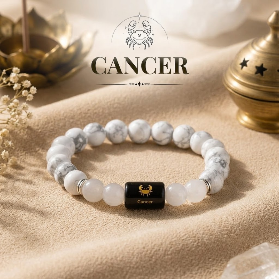 Cancer (কর্কট ৰাশি) Howlite & Moonstone Bracelet