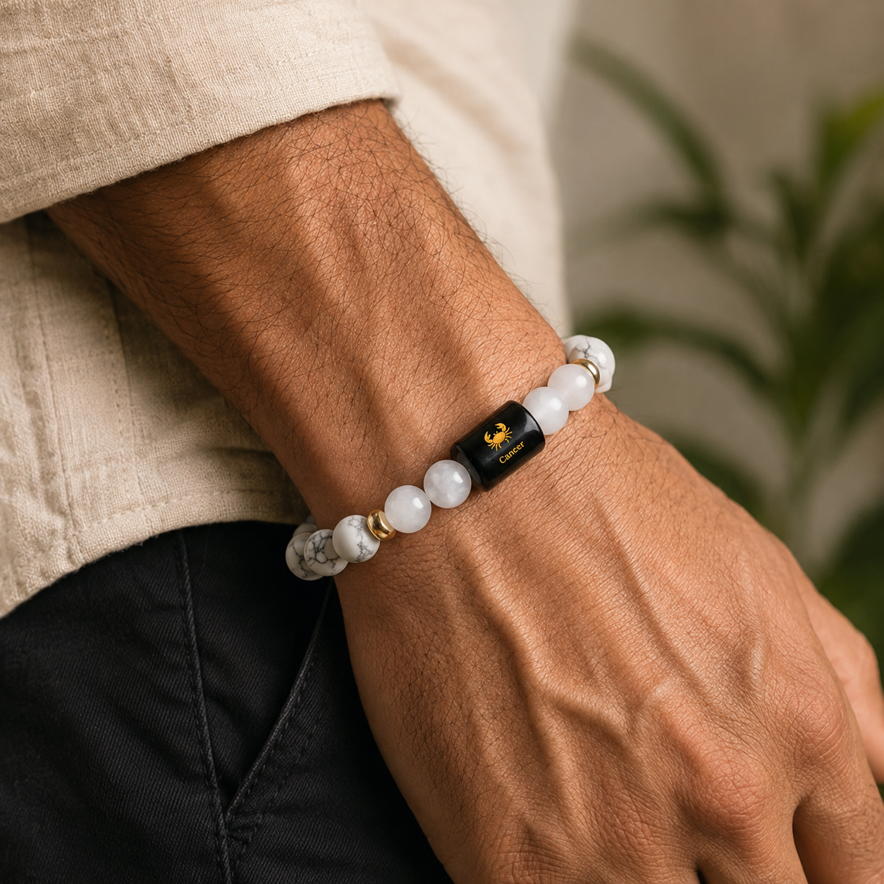Cancer (কর্কট ৰাশি) Howlite & Moonstone Bracelet