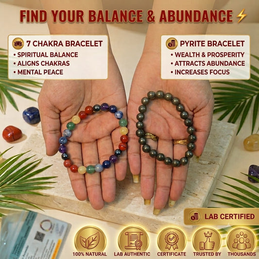 Pyrite Bracelet & 7 Chakra Bracelet Combo | Wealth, Prosperity & Energy Balance