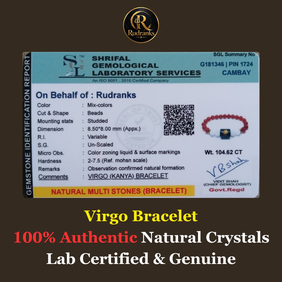 Virgo (কন্যা ৰাশি) Carnelian & Milky Quartz Bracelet