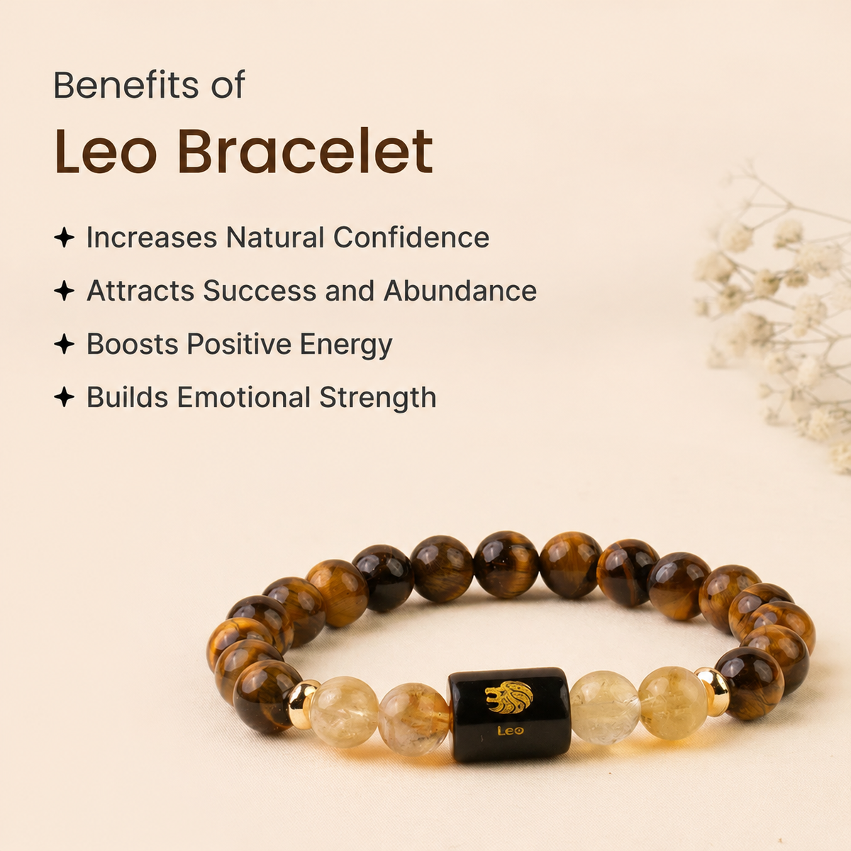 Leo (সিংহ ৰাশি) Tiger Eye & Citrine Bracelet