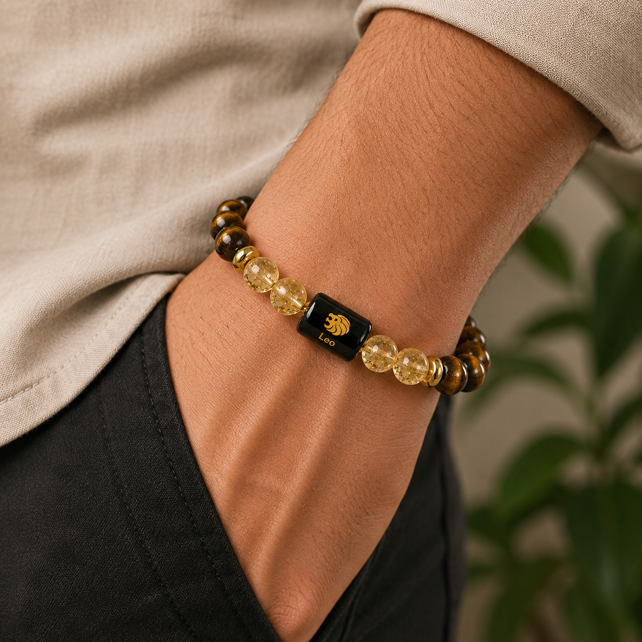 Leo (সিংহ ৰাশি) Tiger Eye & Citrine Bracelet