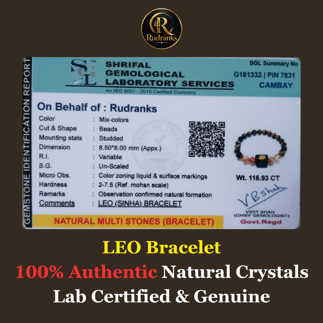 Leo (সিংহ ৰাশি) Tiger Eye & Citrine Bracelet