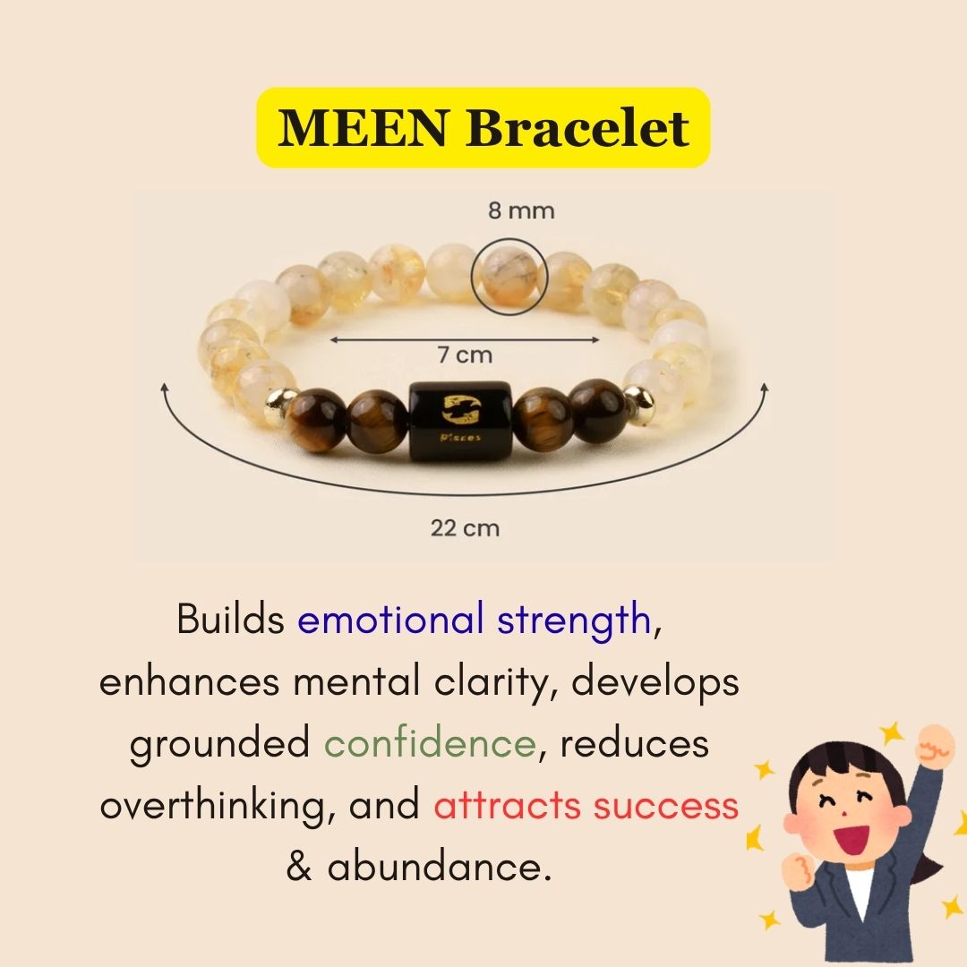 Pisces (মীন ৰাশি) Zodiac Citrine & Tiger Eye Bracelet