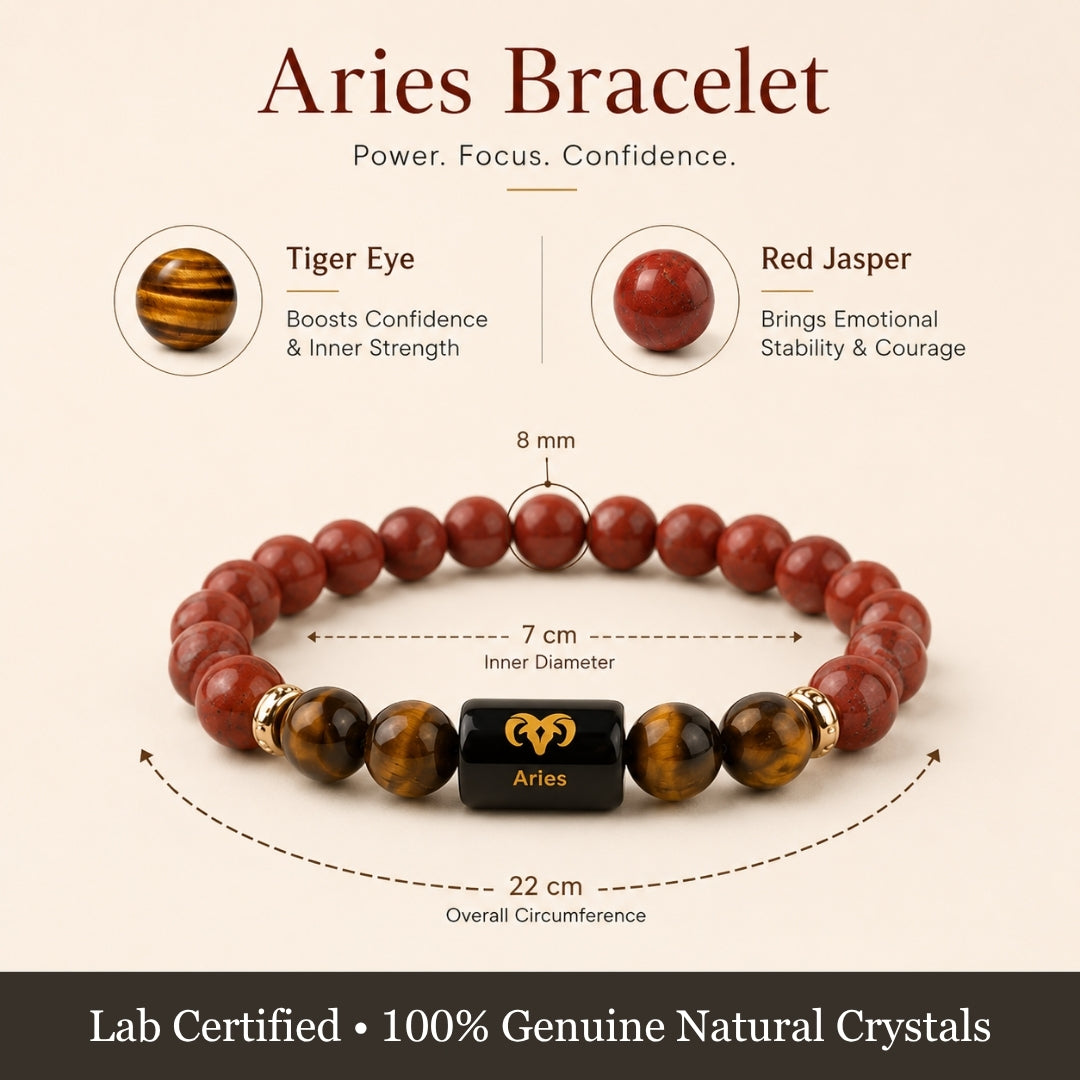 Aries Bracelet | Tiger Eye & Red Jasper Crystal Bracelet