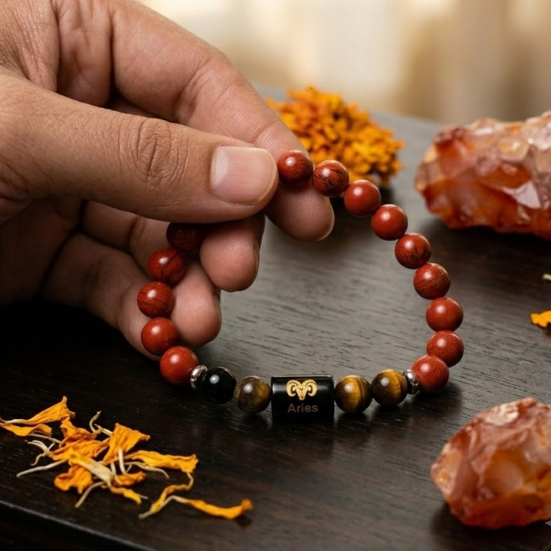 Aries Bracelet | Tiger Eye & Red Jasper Crystal Bracelet